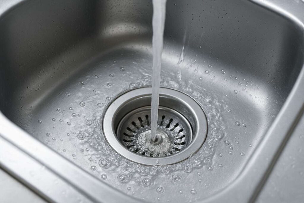 Neither vinegar nor baking soda: Pour half a glass of this in and the drain cleans itself