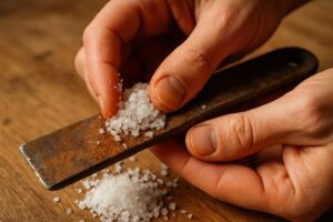 The salt scrub that removes rust from tools : how crystals lift stains