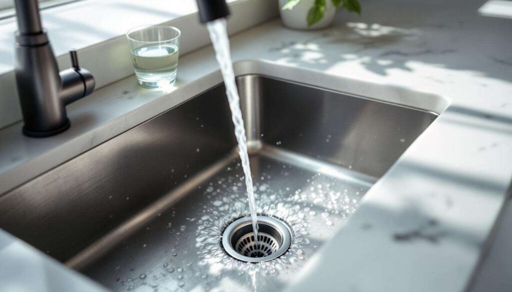 No vinegar and no baking soda : pour half a glass and the drain cleans itself