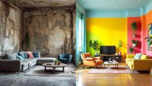 Before and after: a run-down bedroom reborn through color